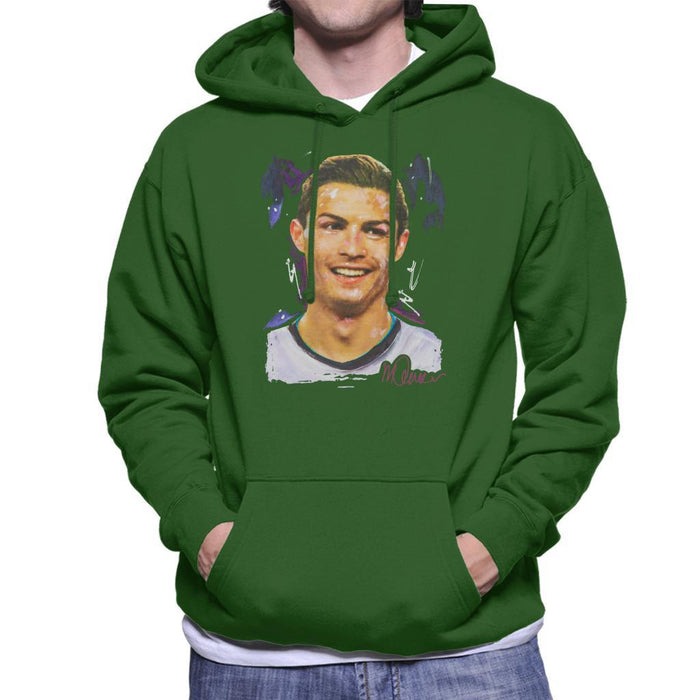 Sidney Maurer Original Portrait Of Cristiano Ronaldo Closeup Mens Hooded Sweatshirt - Mens Hooded Sweatshirt