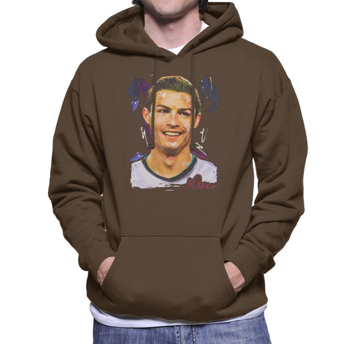 Sidney Maurer Original Portrait Of Cristiano Ronaldo Closeup Mens Hooded Sweatshirt - Mens Hooded Sweatshirt