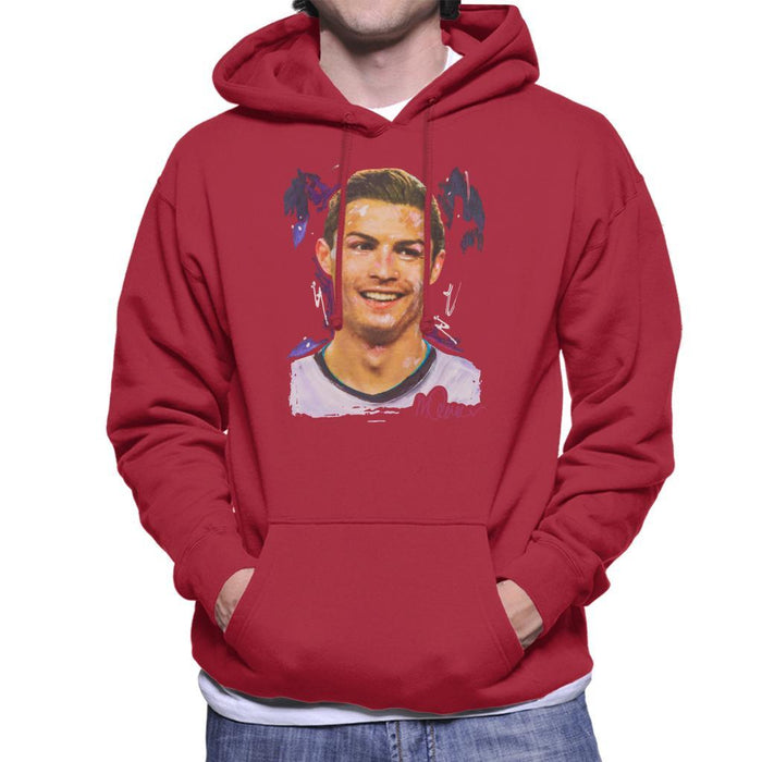 Sidney Maurer Original Portrait Of Cristiano Ronaldo Closeup Mens Hooded Sweatshirt - Mens Hooded Sweatshirt