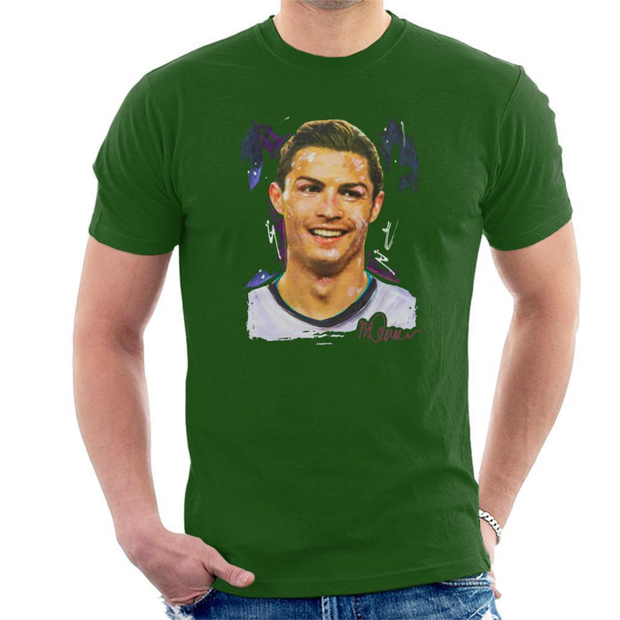 Sidney Maurer Original Portrait Of Cristiano Ronaldo Closeup Mens T-Shirt - Mens T-Shirt