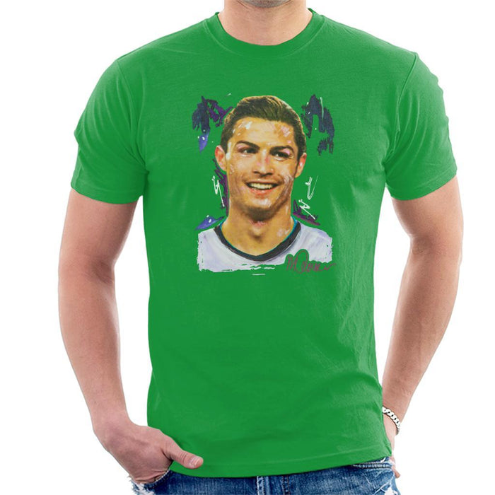 Sidney Maurer Original Portrait Of Cristiano Ronaldo Closeup Mens T-Shirt - Mens T-Shirt