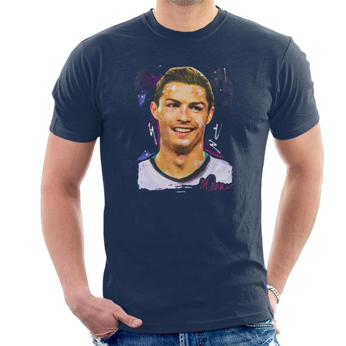 Sidney Maurer Original Portrait Of Cristiano Ronaldo Closeup Mens T-Shirt - Mens T-Shirt