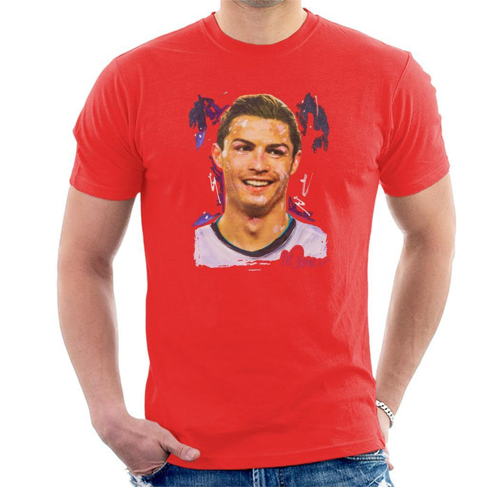 Sidney Maurer Original Portrait Of Cristiano Ronaldo Closeup Mens T-Shirt - Mens T-Shirt