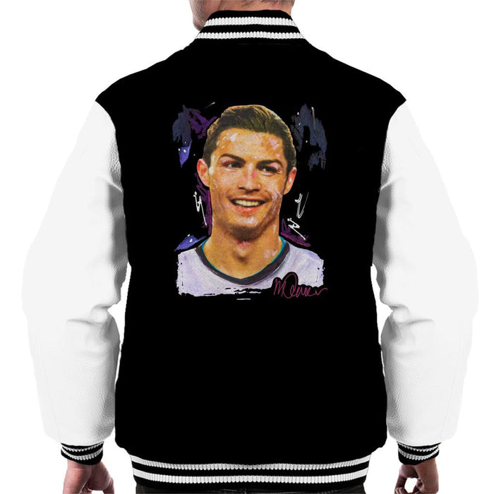 Sidney Maurer Original Portrait Of Cristiano Ronaldo Closeup Mens Varsity Jacket - Mens Varsity Jacket