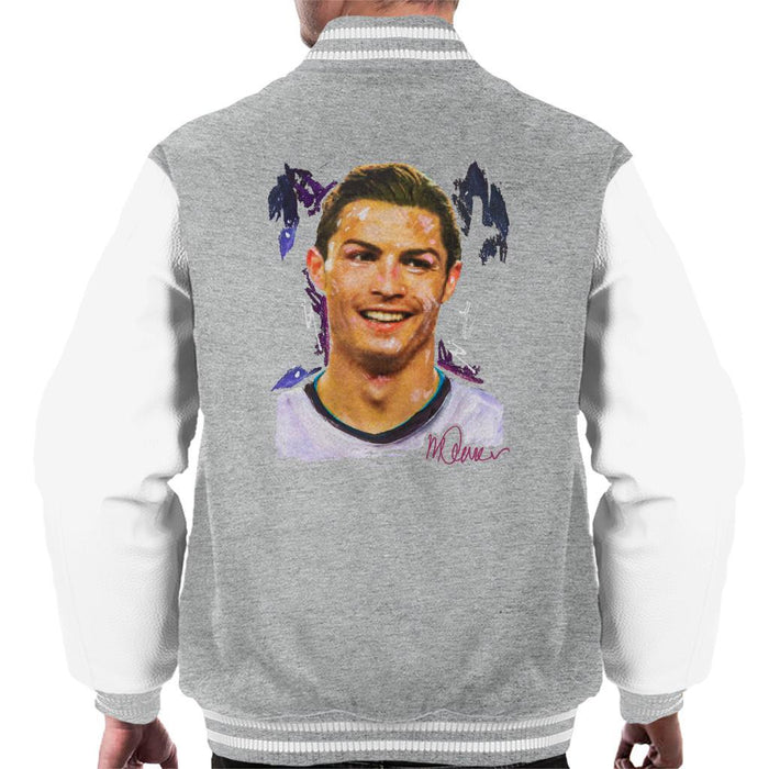 Sidney Maurer Original Portrait Of Cristiano Ronaldo Closeup Mens Varsity Jacket - Mens Varsity Jacket