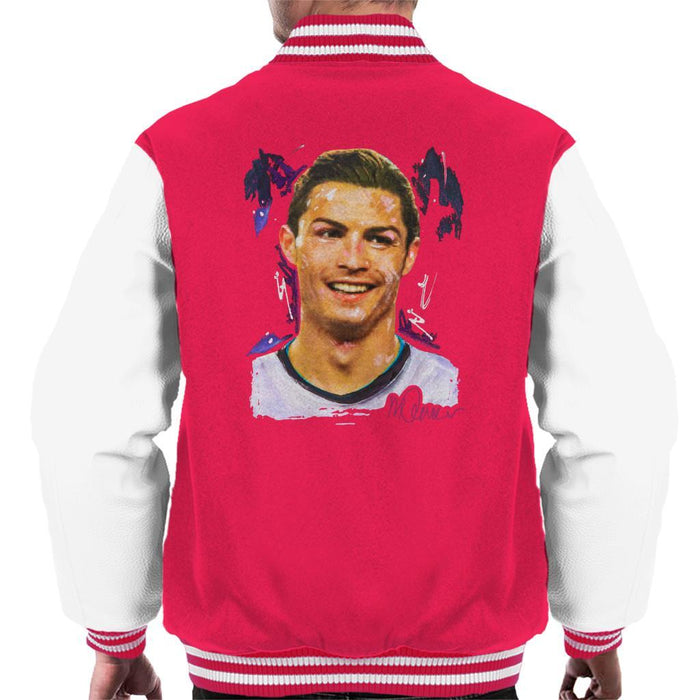 Sidney Maurer Original Portrait Of Cristiano Ronaldo Closeup Mens Varsity Jacket - Mens Varsity Jacket