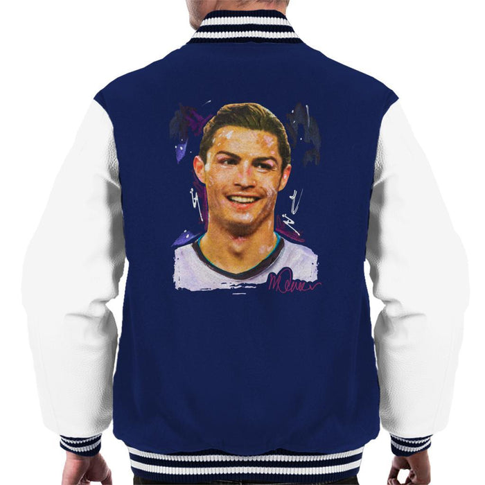 Sidney Maurer Original Portrait Of Cristiano Ronaldo Closeup Mens Varsity Jacket - Mens Varsity Jacket