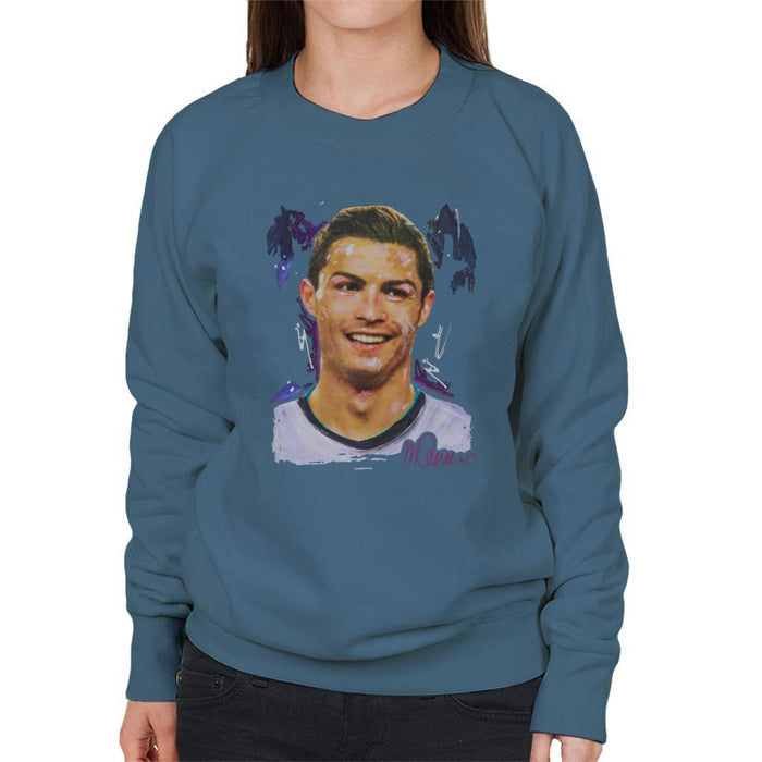Sidney Maurer Original Portrait Of Cristiano Ronaldo Closeup Womens Sweatshirt - Womens Sweatshirt
