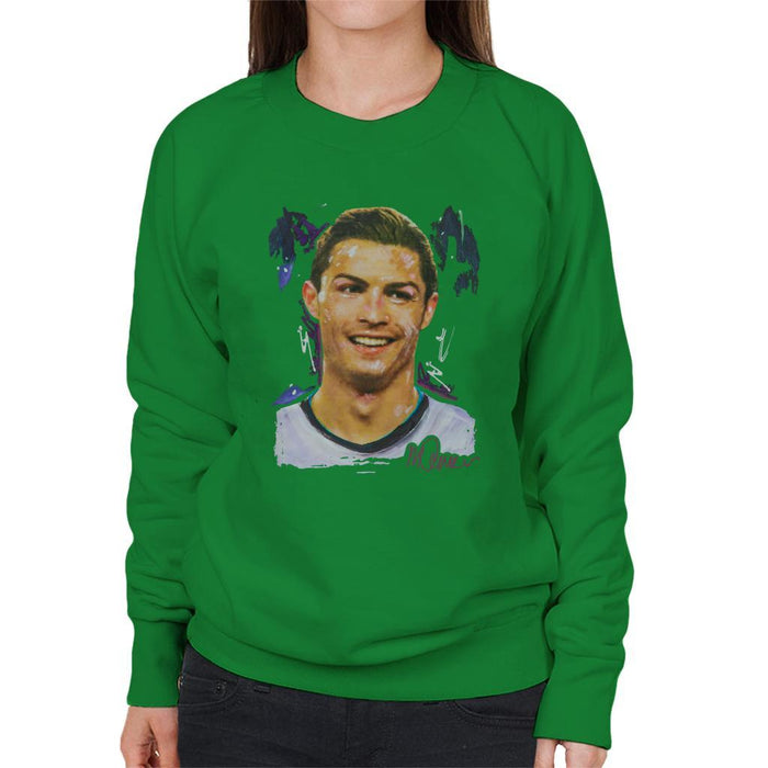 Sidney Maurer Original Portrait Of Cristiano Ronaldo Closeup Womens Sweatshirt - Womens Sweatshirt