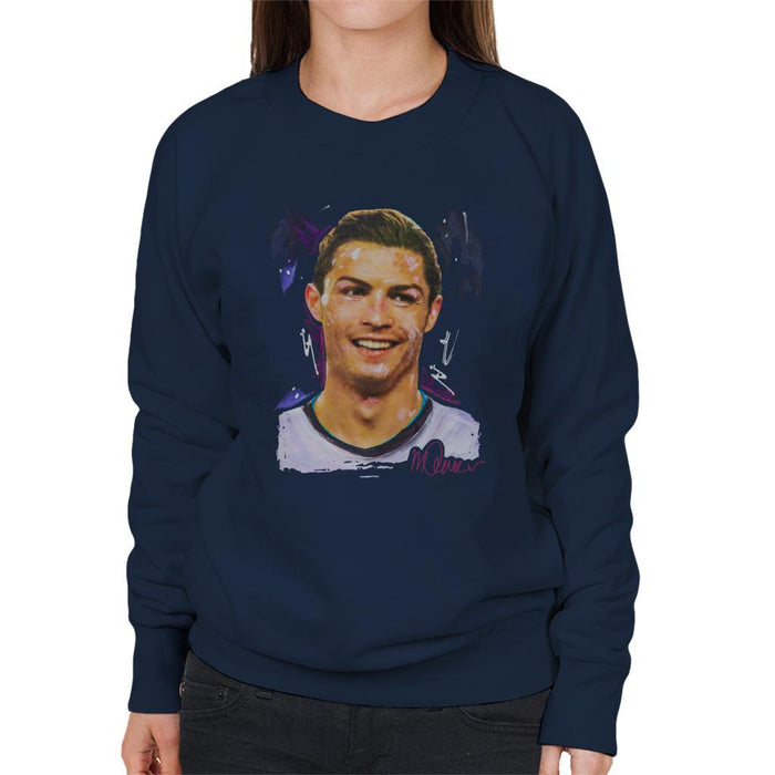 Sidney Maurer Original Portrait Of Cristiano Ronaldo Closeup Womens Sweatshirt - Womens Sweatshirt