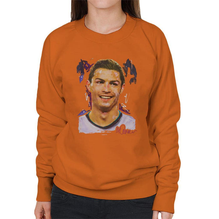 Sidney Maurer Original Portrait Of Cristiano Ronaldo Closeup Womens Sweatshirt - Womens Sweatshirt