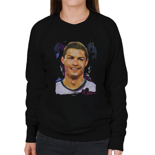 Sidney Maurer Original Portrait Of Cristiano Ronaldo Closeup Womens Sweatshirt - Womens Sweatshirt