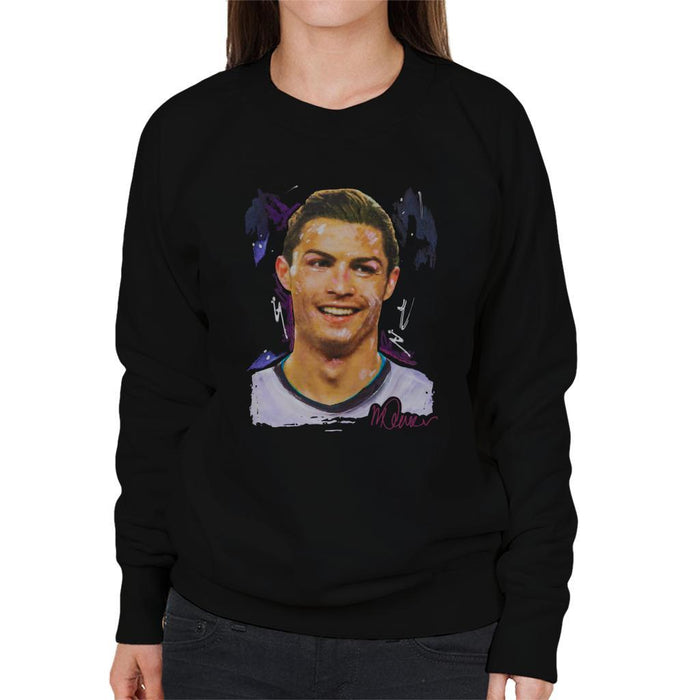 Sidney Maurer Original Portrait Of Cristiano Ronaldo Closeup Womens Sweatshirt - Womens Sweatshirt