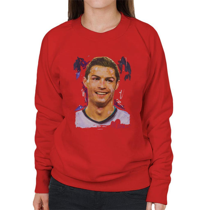 Sidney Maurer Original Portrait Of Cristiano Ronaldo Closeup Womens Sweatshirt - Womens Sweatshirt