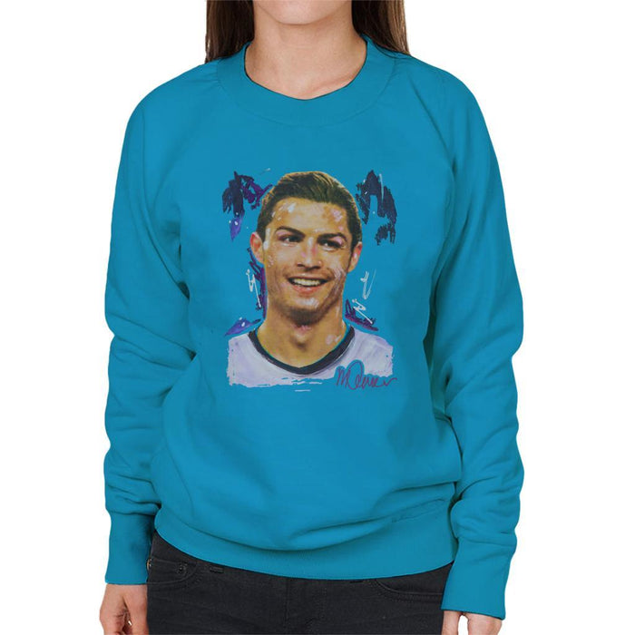 Sidney Maurer Original Portrait Of Cristiano Ronaldo Closeup Womens Sweatshirt - Womens Sweatshirt
