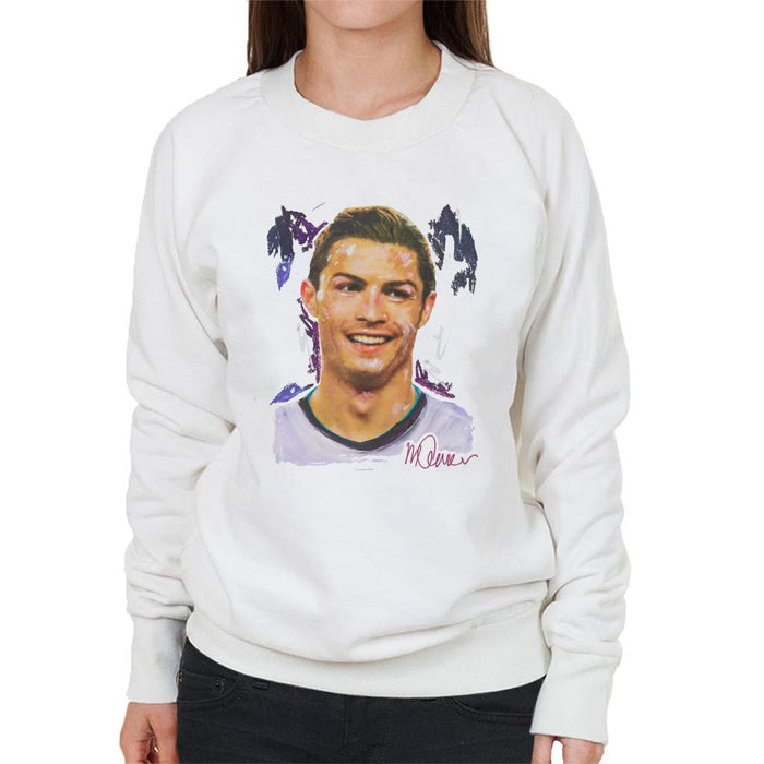 Sidney Maurer Original Portrait Of Cristiano Ronaldo Closeup Womens Sweatshirt - Womens Sweatshirt