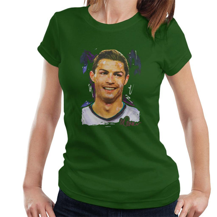 Sidney Maurer Original Portrait Of Cristiano Ronaldo Closeup Womens T-Shirt - Womens T-Shirt