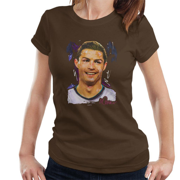 Sidney Maurer Original Portrait Of Cristiano Ronaldo Closeup Womens T-Shirt - Womens T-Shirt