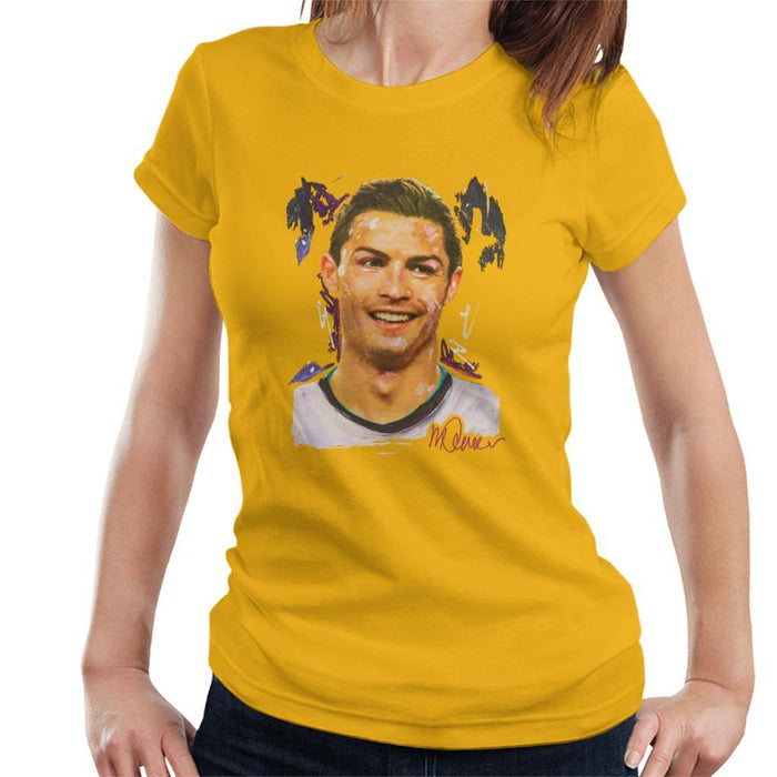 Sidney Maurer Original Portrait Of Cristiano Ronaldo Closeup Womens T-Shirt - Womens T-Shirt