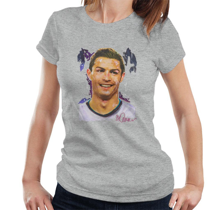 Sidney Maurer Original Portrait Of Cristiano Ronaldo Closeup Womens T-Shirt - Womens T-Shirt