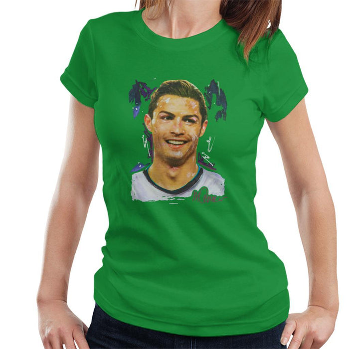 Sidney Maurer Original Portrait Of Cristiano Ronaldo Closeup Womens T-Shirt - Womens T-Shirt