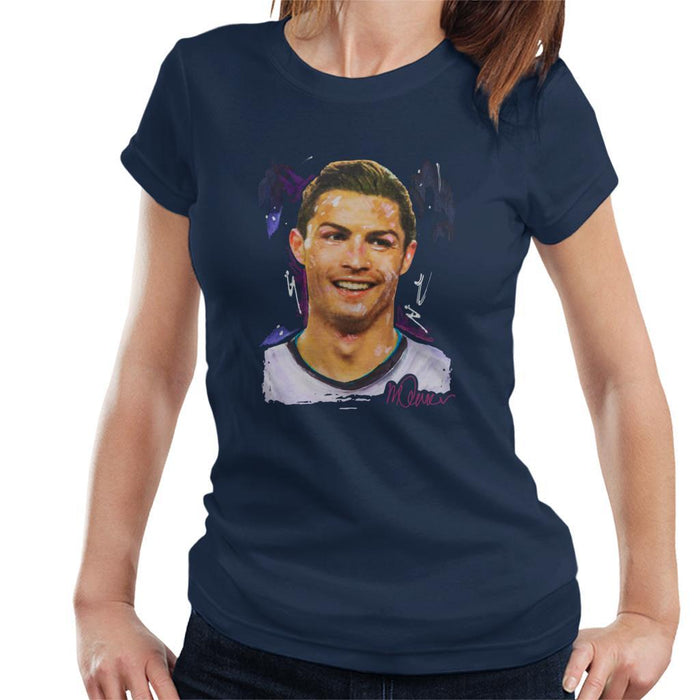 Sidney Maurer Original Portrait Of Cristiano Ronaldo Closeup Womens T-Shirt - Womens T-Shirt