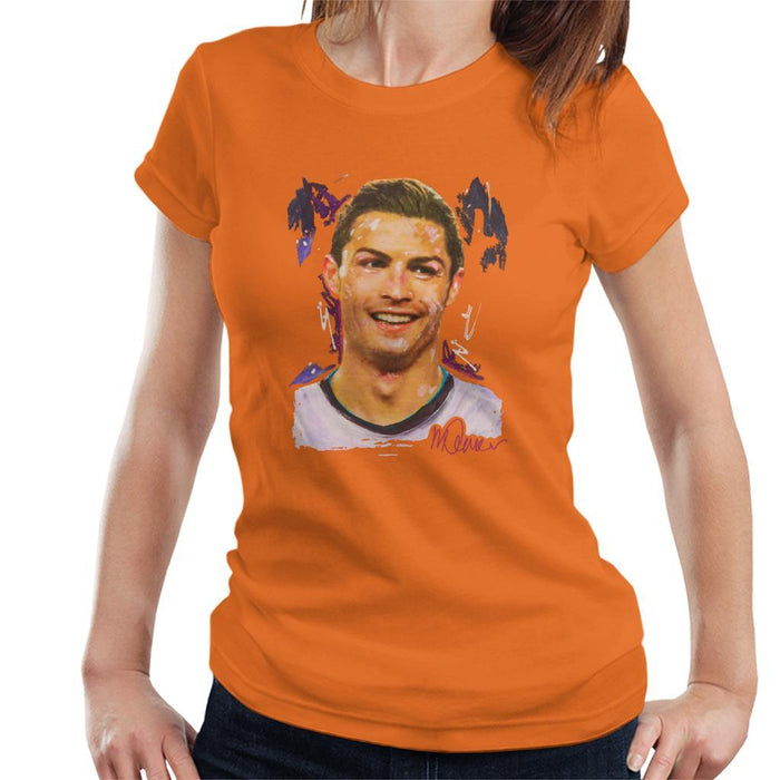 Sidney Maurer Original Portrait Of Cristiano Ronaldo Closeup Womens T-Shirt - Womens T-Shirt
