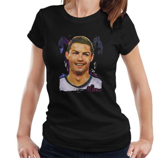 Sidney Maurer Original Portrait Of Cristiano Ronaldo Closeup Womens T-Shirt - Womens T-Shirt