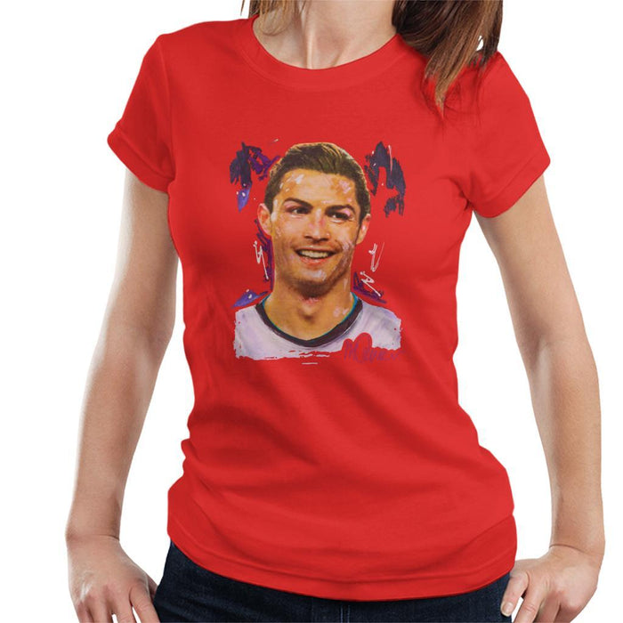 Sidney Maurer Original Portrait Of Cristiano Ronaldo Closeup Womens T-Shirt - Womens T-Shirt