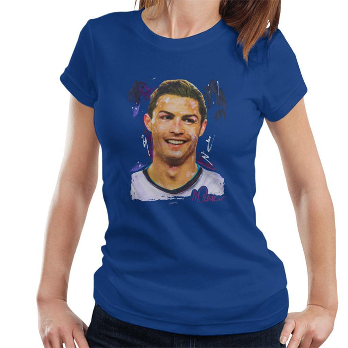Sidney Maurer Original Portrait Of Cristiano Ronaldo Closeup Womens T-Shirt - Womens T-Shirt
