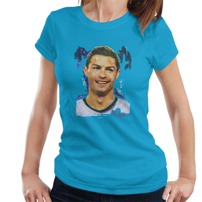 Sidney Maurer Original Portrait Of Cristiano Ronaldo Closeup Womens T-Shirt - Womens T-Shirt