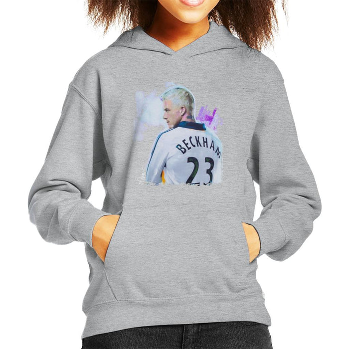 Sidney Maurer Original Portrait Of David Beckham Real Madrid Kit Kids Hooded Sweatshirt - Kids Boys Hooded Sweatshirt
