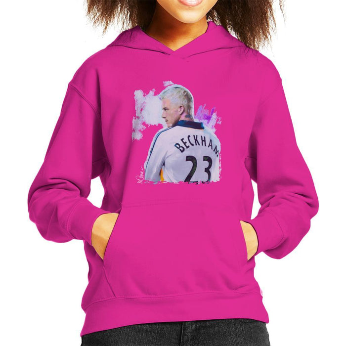 Sidney Maurer Original Portrait Of David Beckham Real Madrid Kit Kids Hooded Sweatshirt - Kids Boys Hooded Sweatshirt
