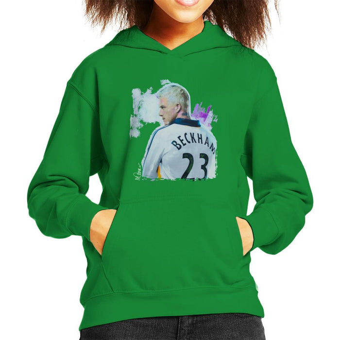 Sidney Maurer Original Portrait Of David Beckham Real Madrid Kit Kids Hooded Sweatshirt - Kids Boys Hooded Sweatshirt