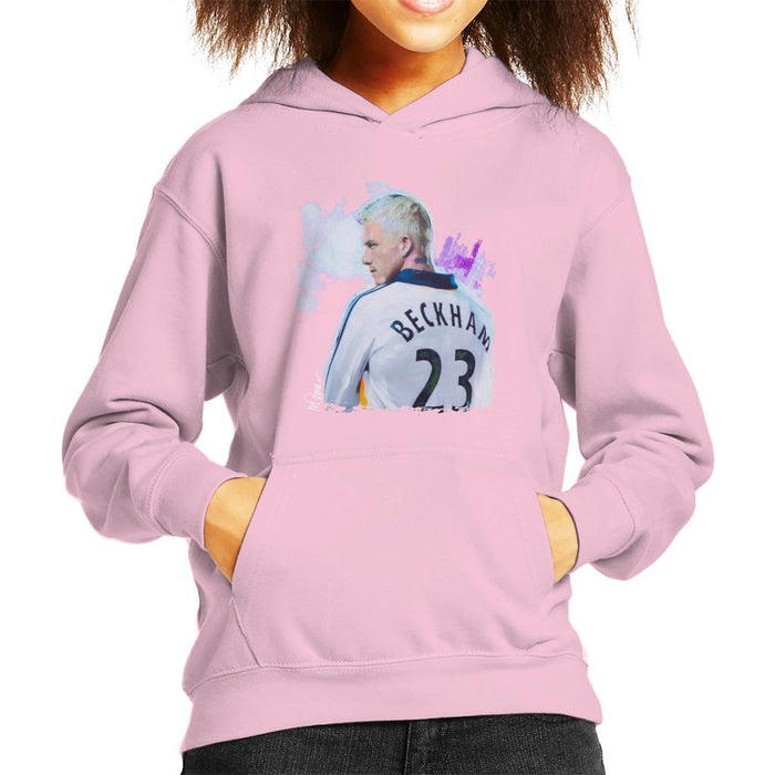 Sidney Maurer Original Portrait Of David Beckham Real Madrid Kit Kids Hooded Sweatshirt - Kids Boys Hooded Sweatshirt