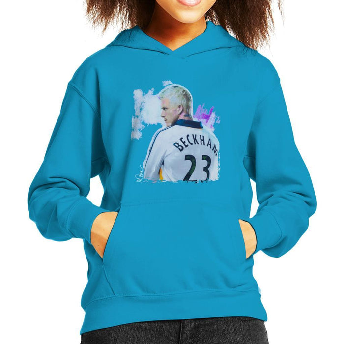 Sidney Maurer Original Portrait Of David Beckham Real Madrid Kit Kids Hooded Sweatshirt - Kids Boys Hooded Sweatshirt