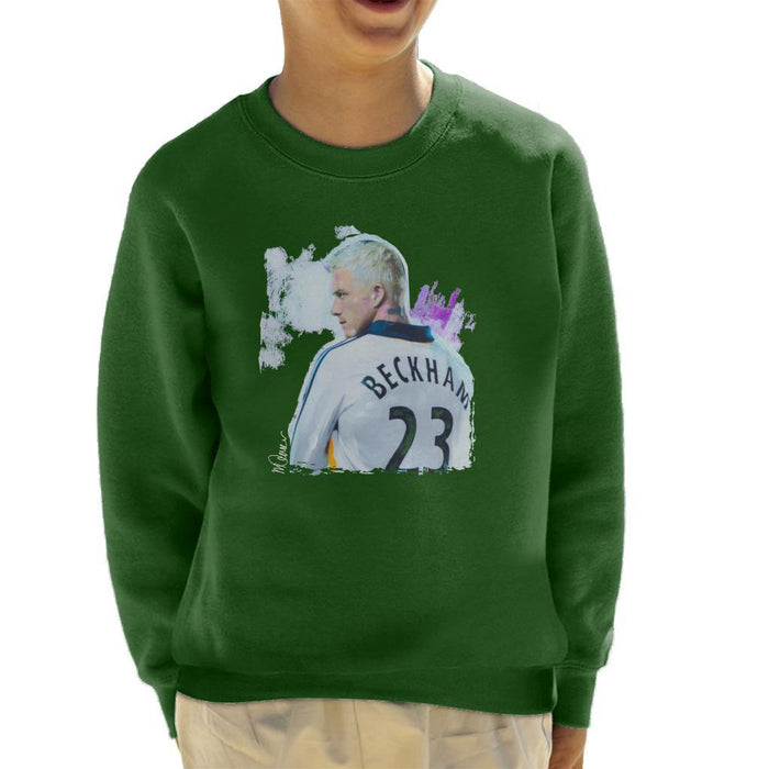 Sidney Maurer Original Portrait Of David Beckham Real Madrid Kit Kids Sweatshirt - Kids Boys Sweatshirt