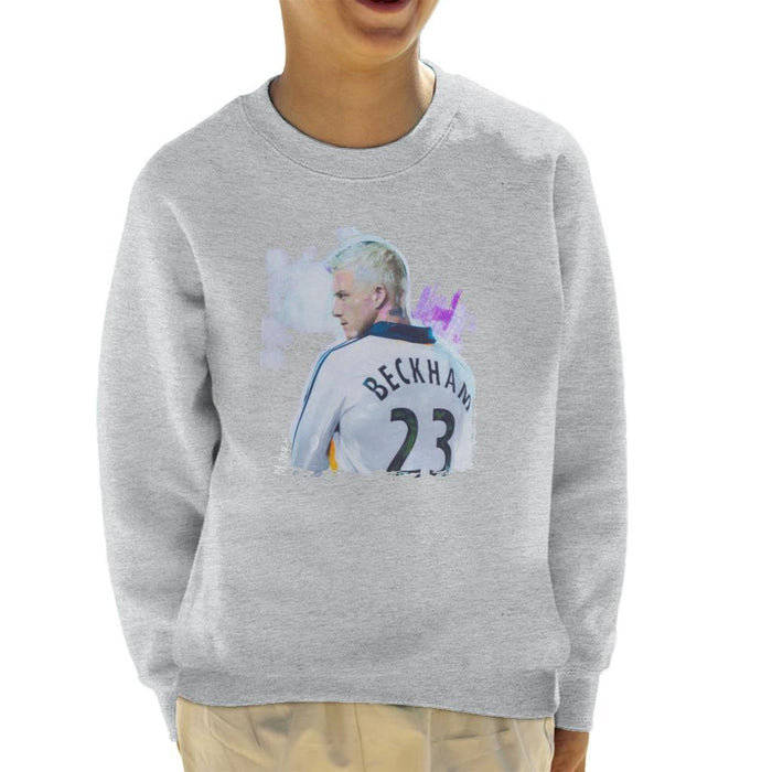 Sidney Maurer Original Portrait Of David Beckham Real Madrid Kit Kids Sweatshirt - Kids Boys Sweatshirt