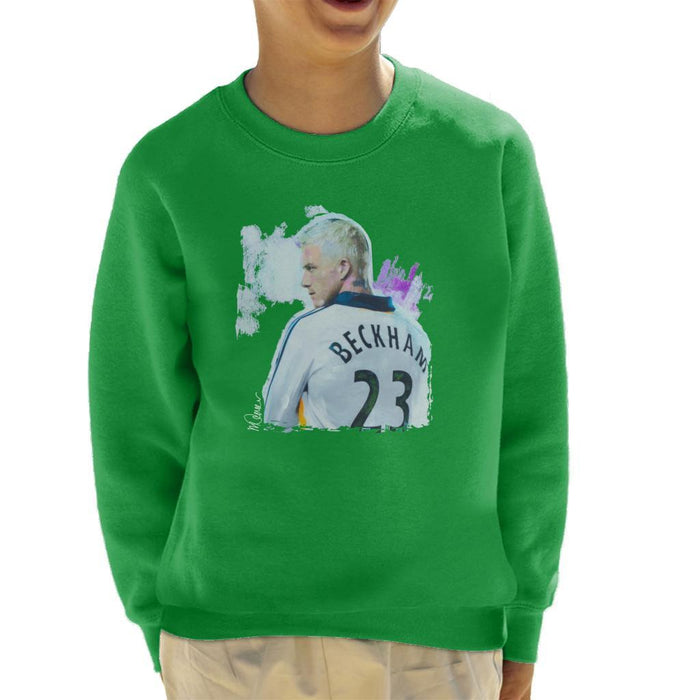 Sidney Maurer Original Portrait Of David Beckham Real Madrid Kit Kids Sweatshirt - Kids Boys Sweatshirt