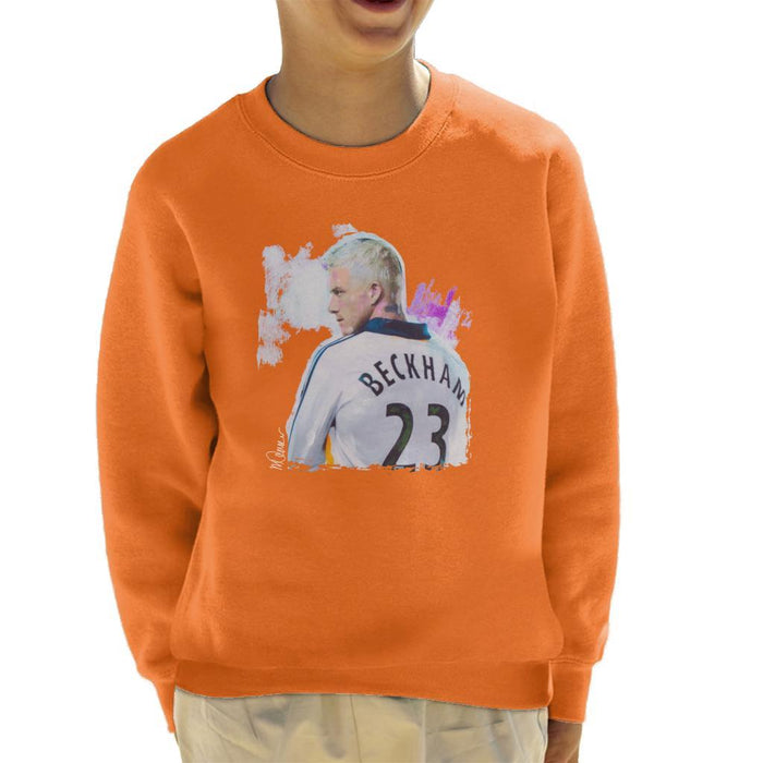 Sidney Maurer Original Portrait Of David Beckham Real Madrid Kit Kids Sweatshirt - Kids Boys Sweatshirt