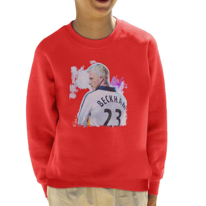 Sidney Maurer Original Portrait Of David Beckham Real Madrid Kit Kids Sweatshirt - Kids Boys Sweatshirt