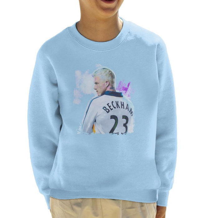 Sidney Maurer Original Portrait Of David Beckham Real Madrid Kit Kids Sweatshirt - Kids Boys Sweatshirt