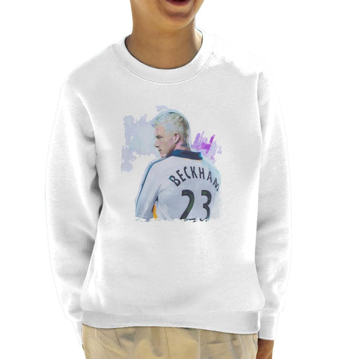 Sidney Maurer Original Portrait Of David Beckham Real Madrid Kit Kids Sweatshirt - Kids Boys Sweatshirt