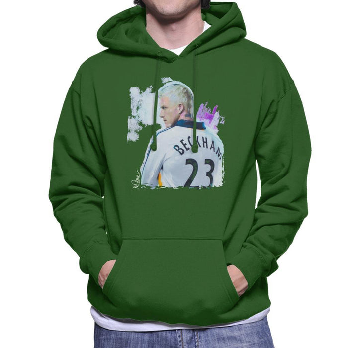 Sidney Maurer Original Portrait Of David Beckham Real Madrid Kit Mens Hooded Sweatshirt - Mens Hooded Sweatshirt