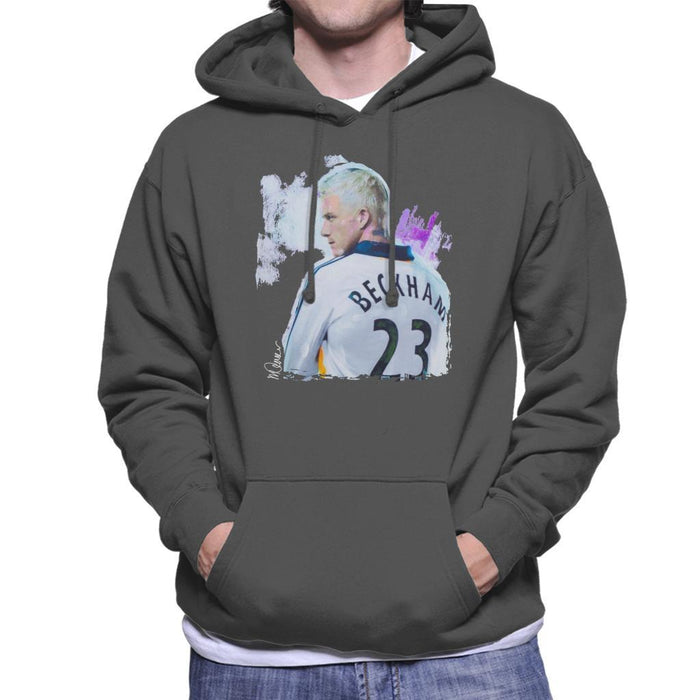 Sidney Maurer Original Portrait Of David Beckham Real Madrid Kit Mens Hooded Sweatshirt - Mens Hooded Sweatshirt