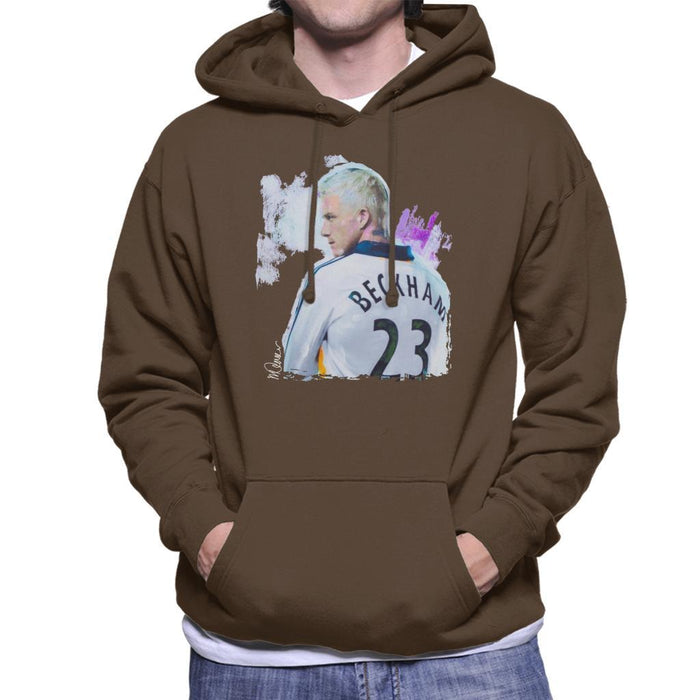 Sidney Maurer Original Portrait Of David Beckham Real Madrid Kit Mens Hooded Sweatshirt - Mens Hooded Sweatshirt