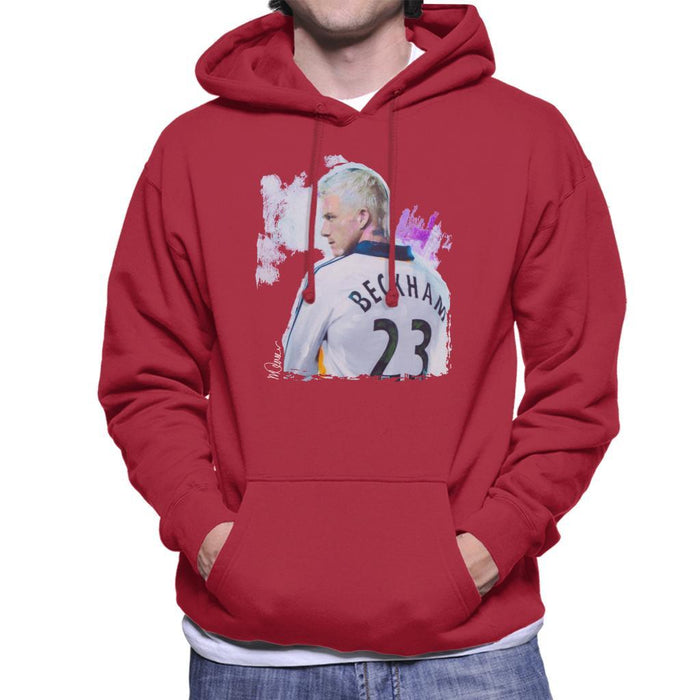 Sidney Maurer Original Portrait Of David Beckham Real Madrid Kit Mens Hooded Sweatshirt - Mens Hooded Sweatshirt