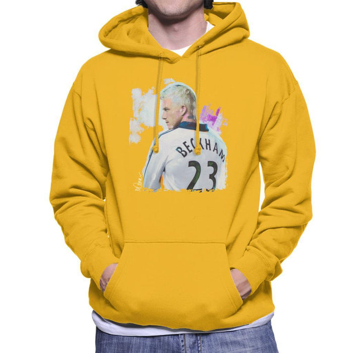 Sidney Maurer Original Portrait Of David Beckham Real Madrid Kit Mens Hooded Sweatshirt - Mens Hooded Sweatshirt