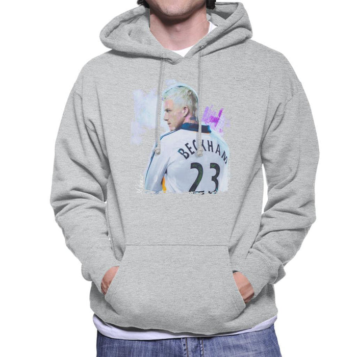 Sidney Maurer Original Portrait Of David Beckham Real Madrid Kit Mens Hooded Sweatshirt - Mens Hooded Sweatshirt