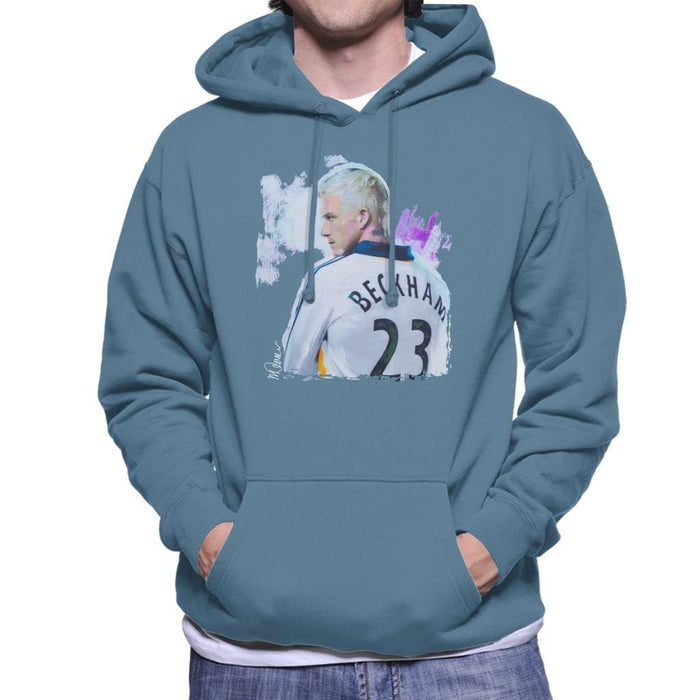 Sidney Maurer Original Portrait Of David Beckham Real Madrid Kit Mens Hooded Sweatshirt - Mens Hooded Sweatshirt